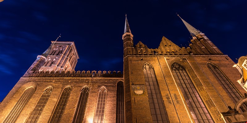 St Mary's church in Gdansk, night view